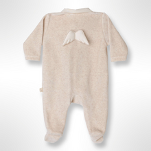 Load image into Gallery viewer, BabyGi Angel Wings Velour Sleepsuit - Beige