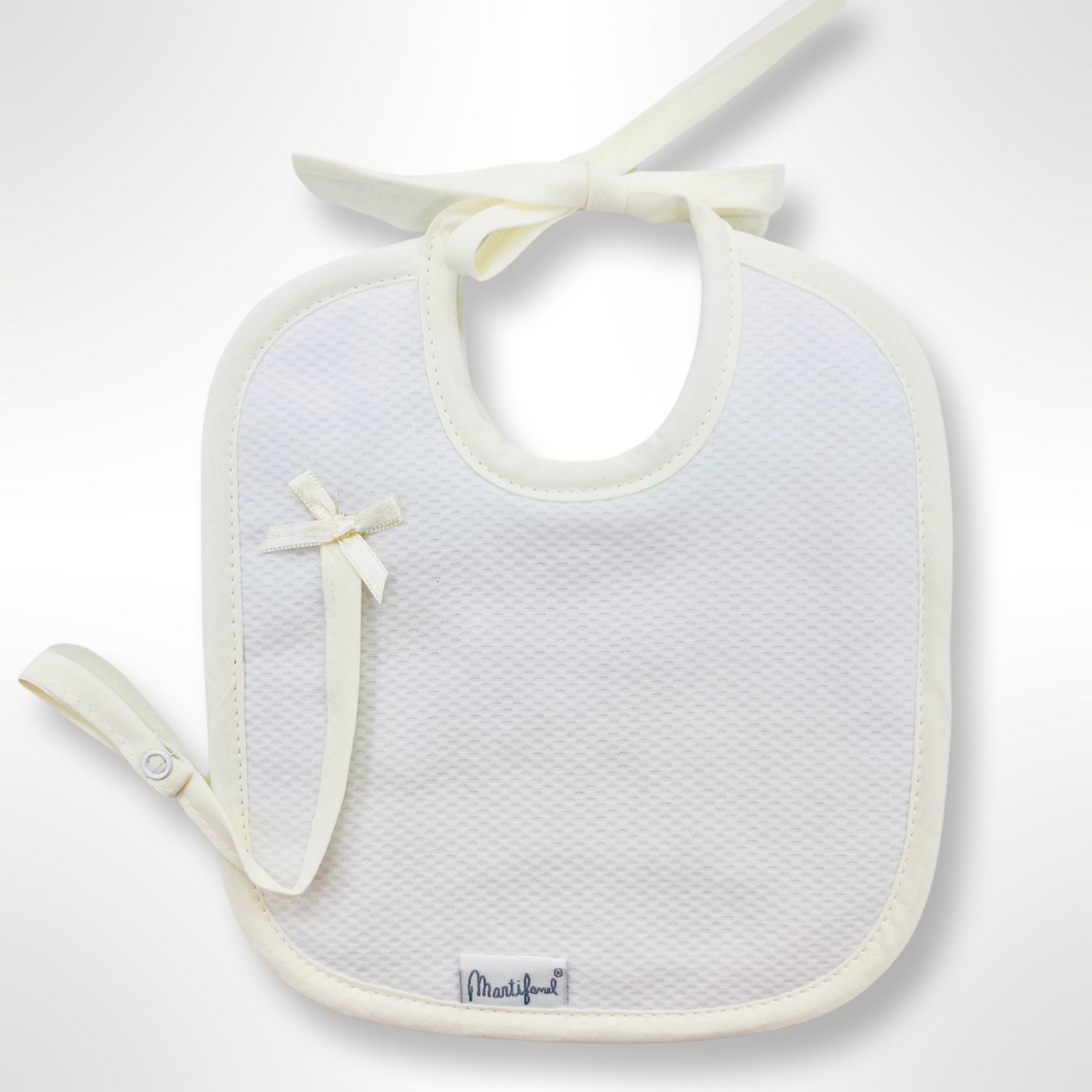 Dummy Clip Bib - Cream Trim