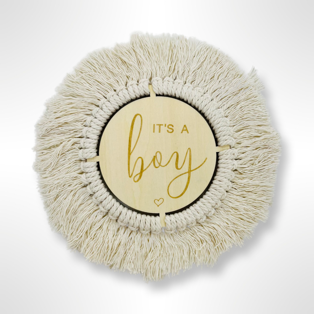 Macrame It's a Boy/It's a Girl Plaque