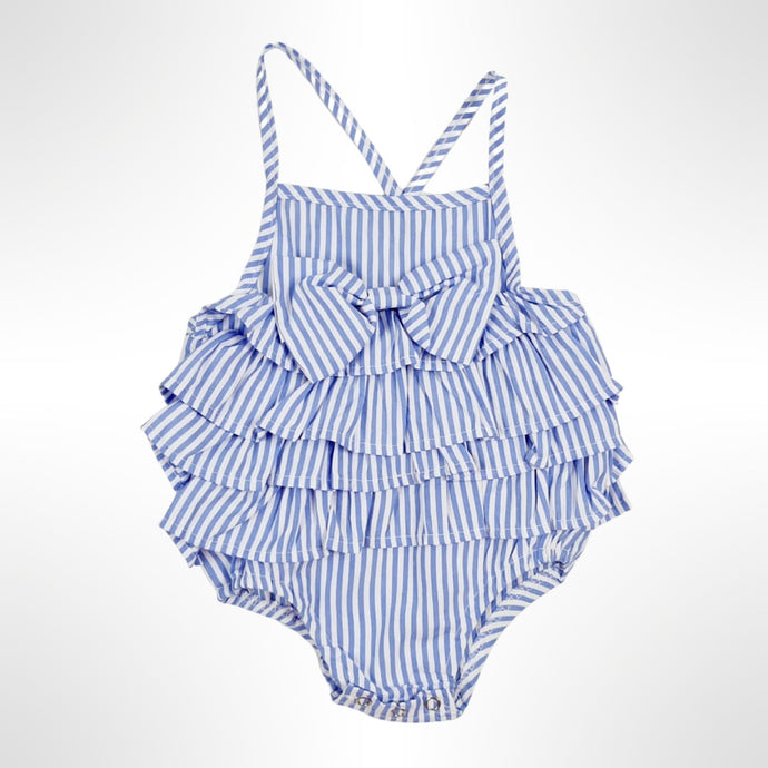 Bella Ruffle Front Romper - Blue