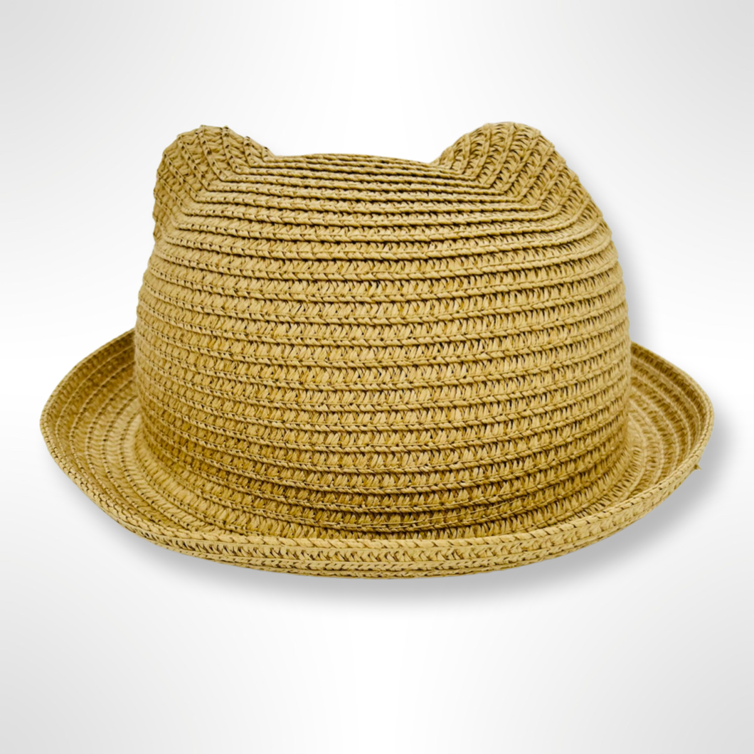 Bear Ear Straw Hat - Dark Beige