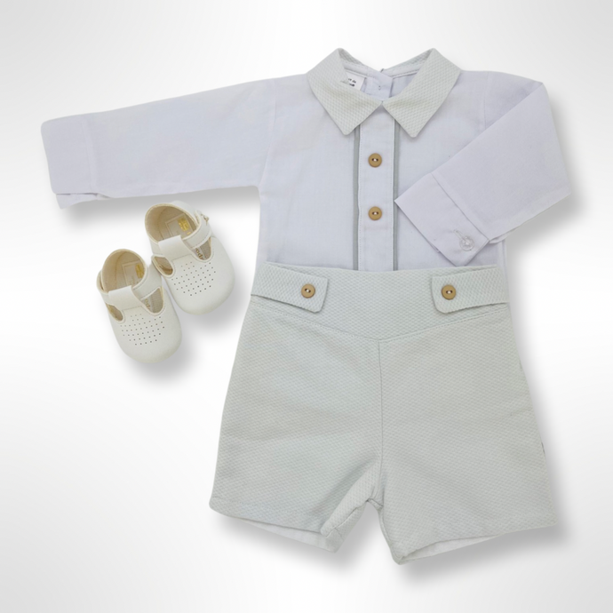 Liam Shirt and Short Set - Light Grey